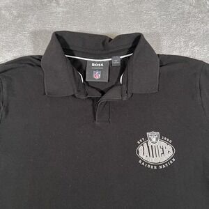 Las Vegas Raiders‎ x Hugo Boss Polo Shirt Mens XL Black NFL Football Embroidered